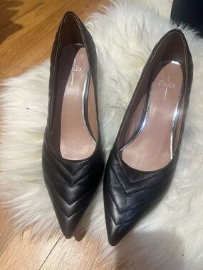 Paolo Black Quilted Pointed-Toe Heels